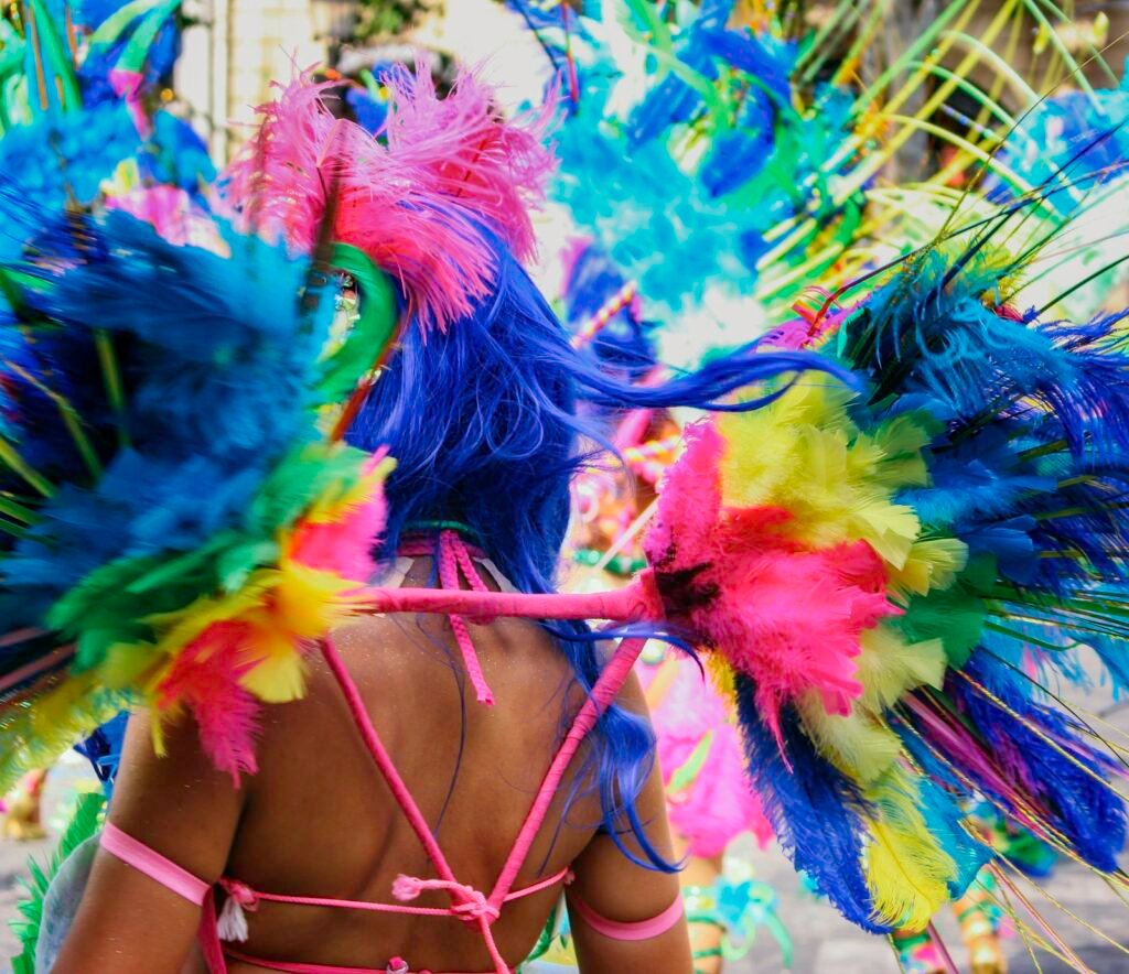 Colourful carnival costume in a parade