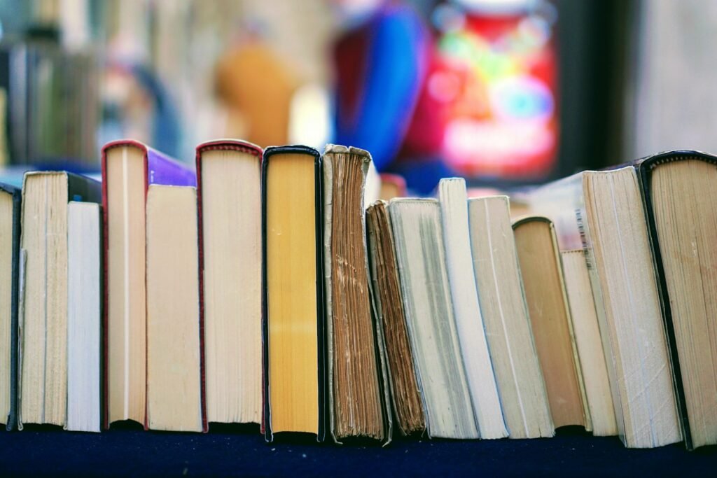 Stack of books on a table