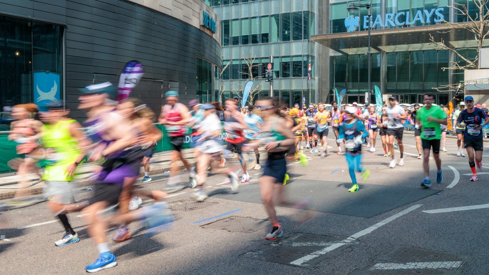 Runners taking part in a marathon on a city street