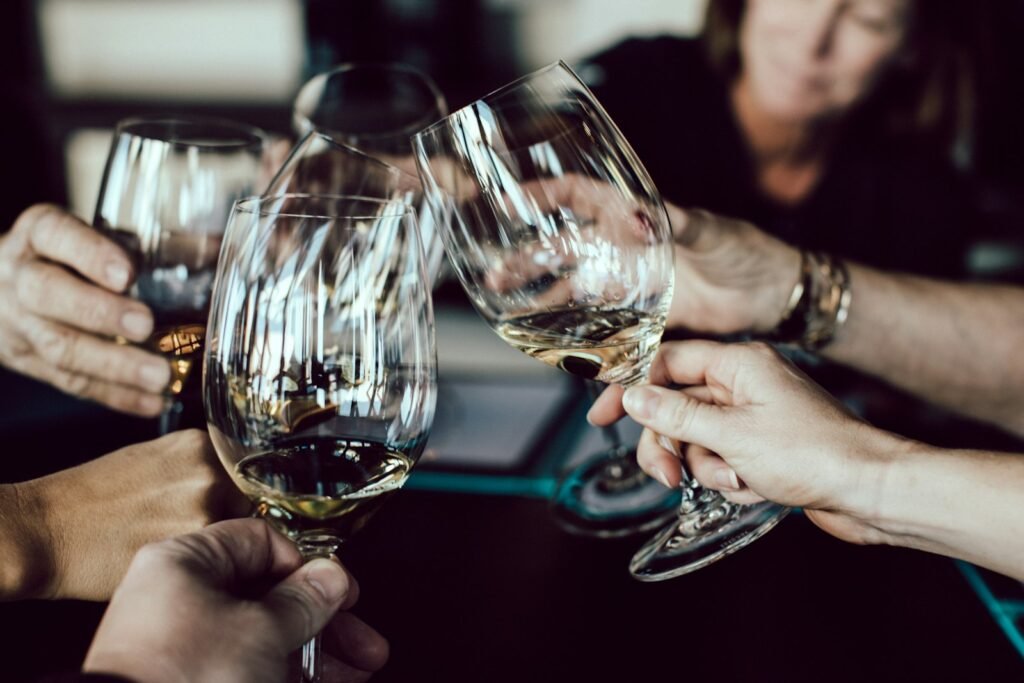 Friends holding wine glasses