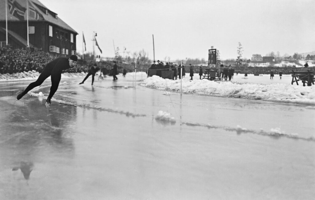 Skaters on an ice rink