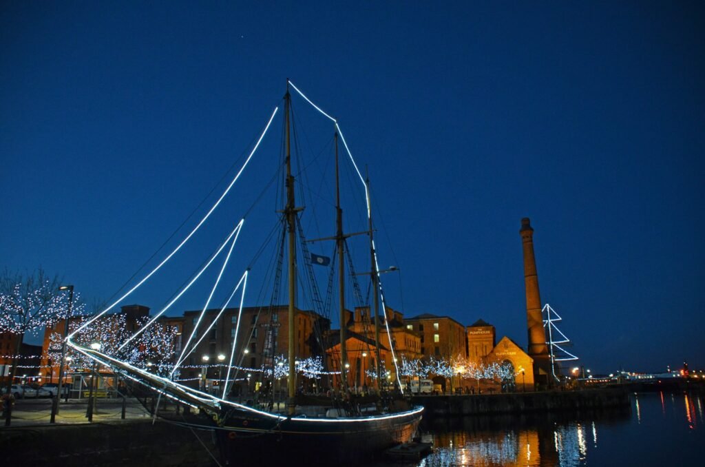 Boat on the water at night