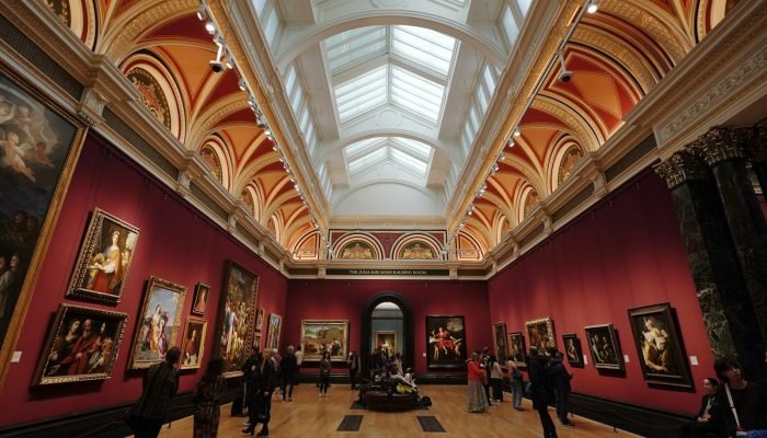 Gallery room filled with paintings